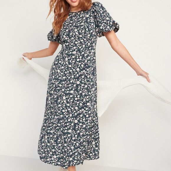 NWOT Old Navy Puffed-Sleeve Floral Maxi Shift Dress Size XL - Picture 9 of 9